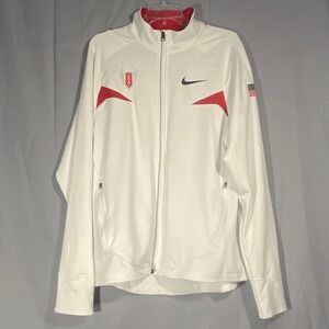 Nike USA Paralympics Track Jacket Full Zip Red White Blue Emblem Logo Sz Large